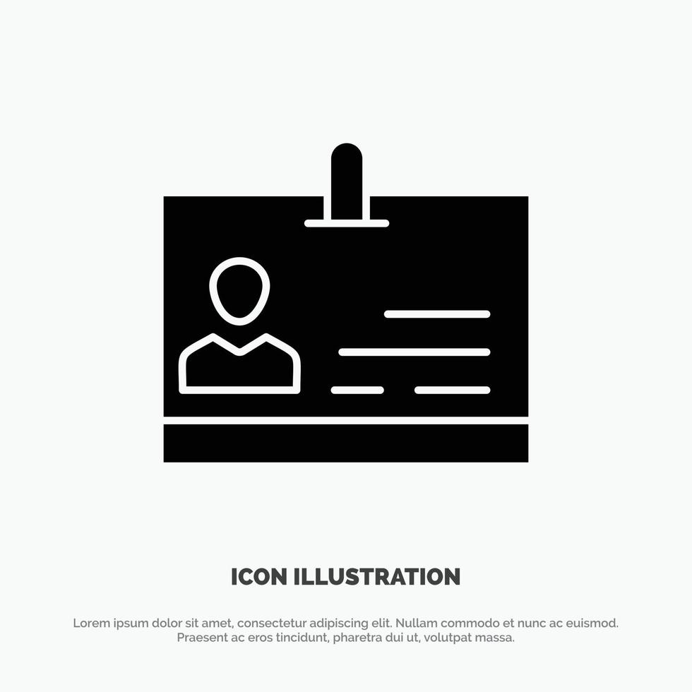 Id Card Identity Badge solid Glyph Icon vector