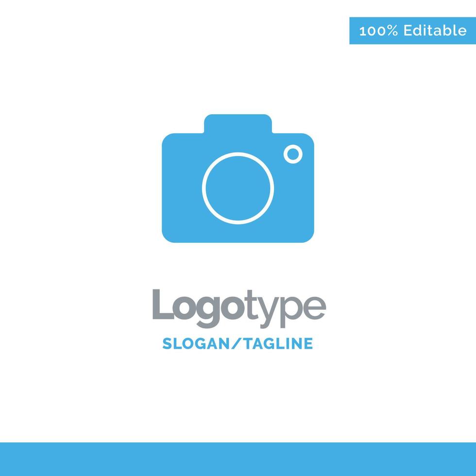 Twitter Image Picture Camera Blue Solid Logo Template Place for Tagline vector