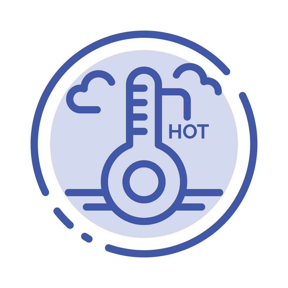 Temperature Hot Weather Update Blue Dotted Line Line Icon vector