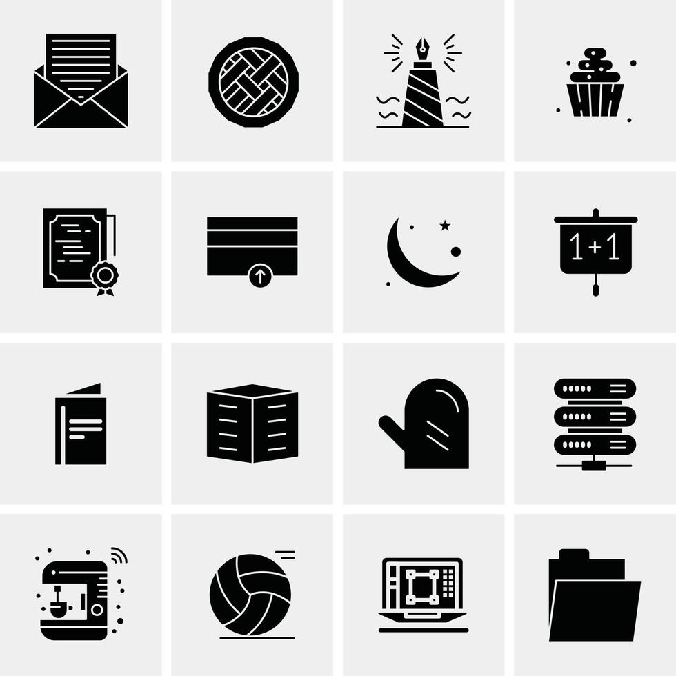 16 iconos de negocios universales vector ilustración de icono creativo para usar en proyectos relacionados con la web y dispositivos móviles