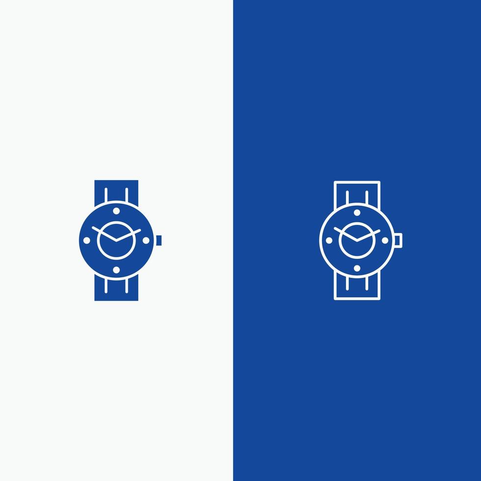Watch Smart Watch Time Phone Android Line and Glyph Solid icon Blue banner Line and Glyph Solid icon vector