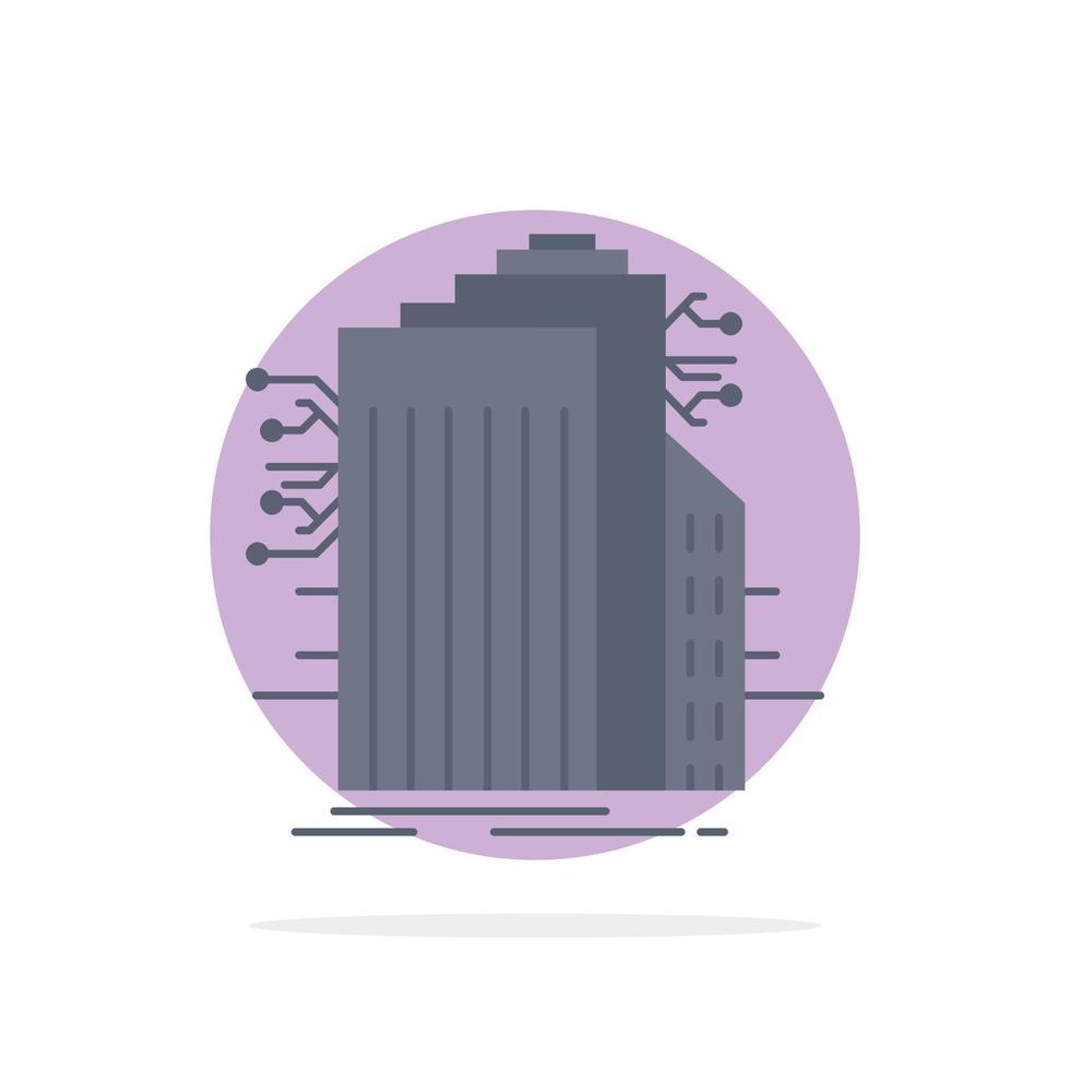 Building Technology Smart City Connected internet Flat Color Icon Vector