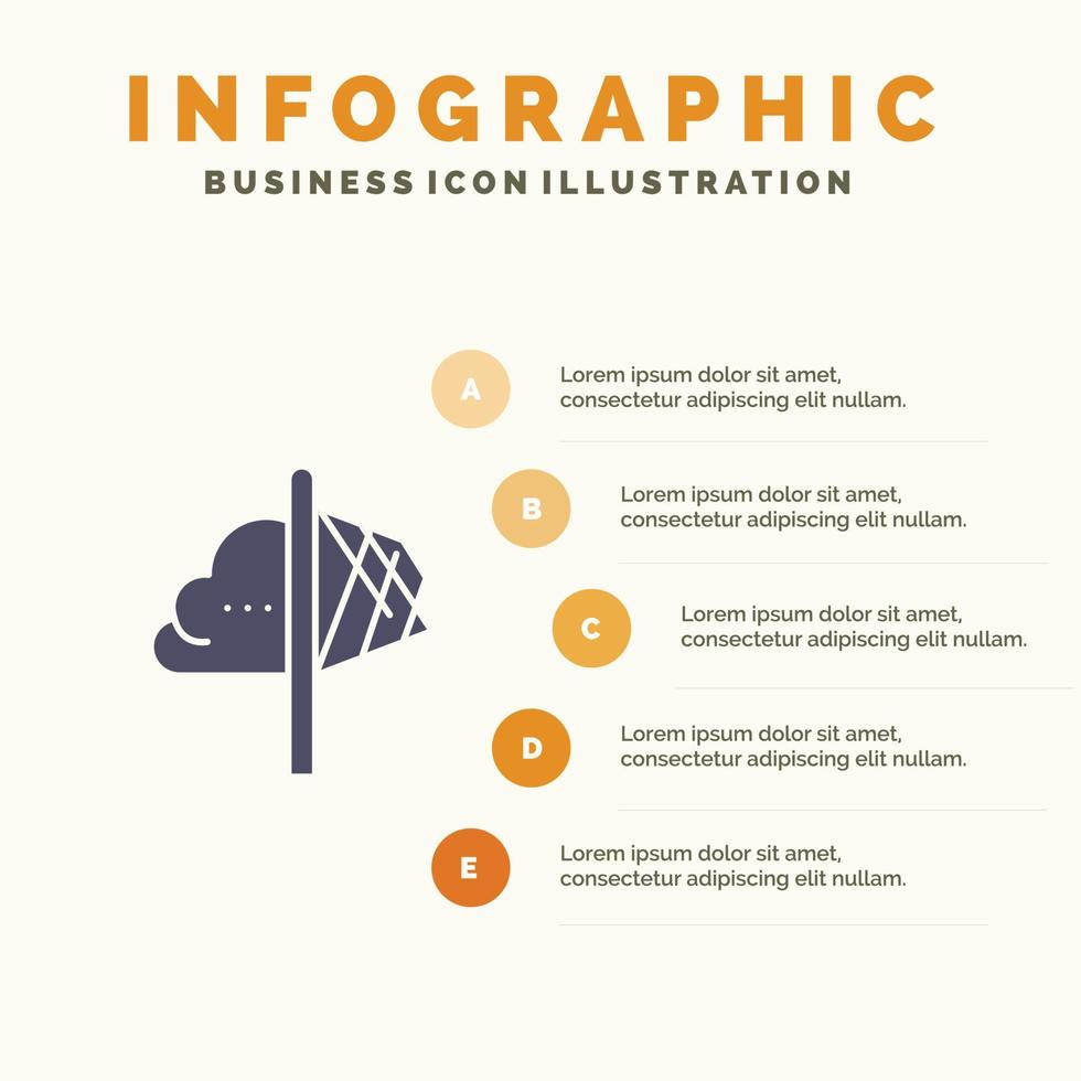 creatividad idea imaginación perspicacia inspiración sólido icono infografía 5 pasos presentación centrico vector