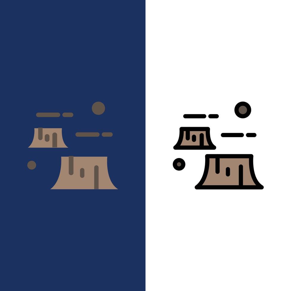 Factory Damage Deforestation Destruction Environment  Icons Flat and Line Filled Icon Set Vector Blu