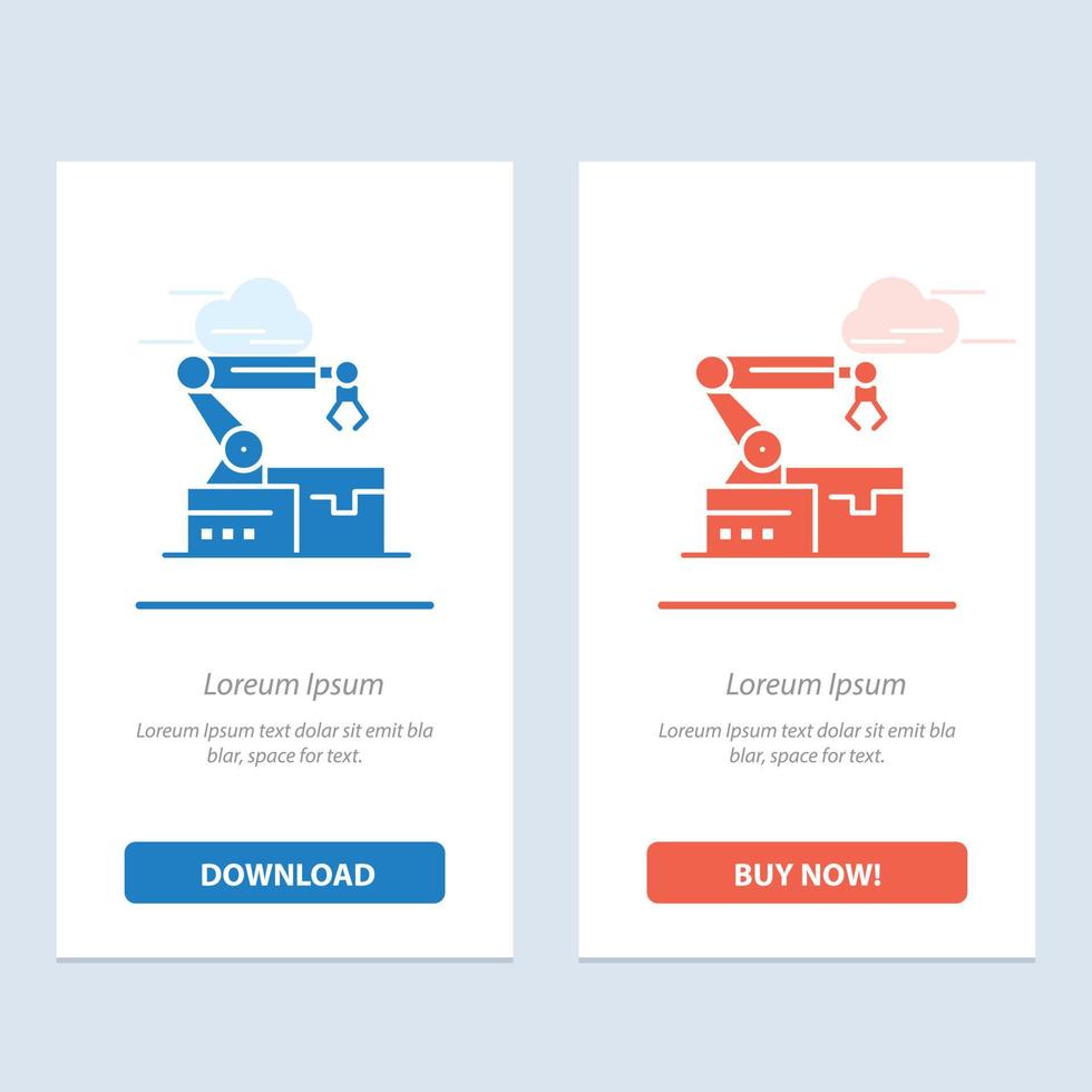 Automated Robotic Arm Technology  Blue and Red Download and Buy Now web Widget Card Template vector