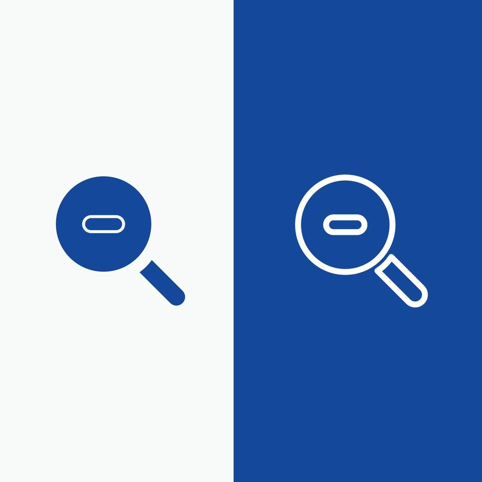 investigación de búsqueda línea de zoom y glifo icono sólido bandera azul línea y glifo icono sólido bandera azul vector