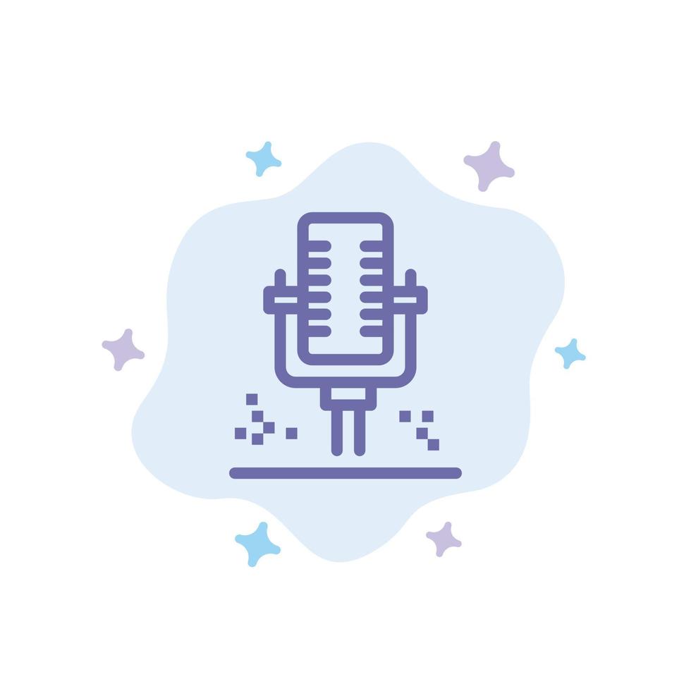 Mic Microphone Professional Recording Blue Icon on Abstract Cloud Background vector