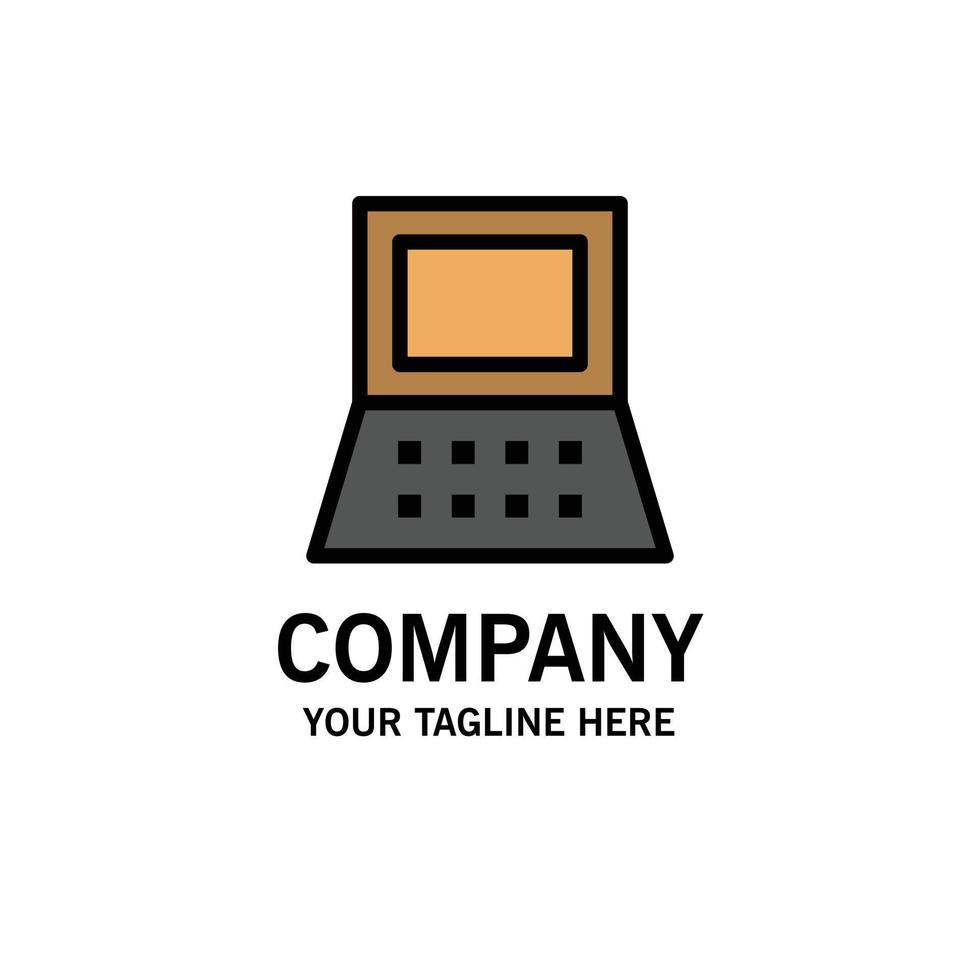 Laptop Computer Hardware Business Logo Template Flat Color 13143541