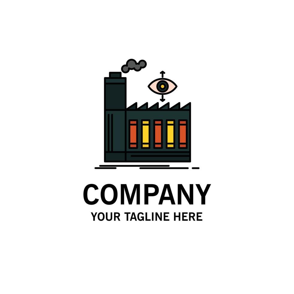 Mill Factory Business Smoke Business Logo Template Flat Color vector