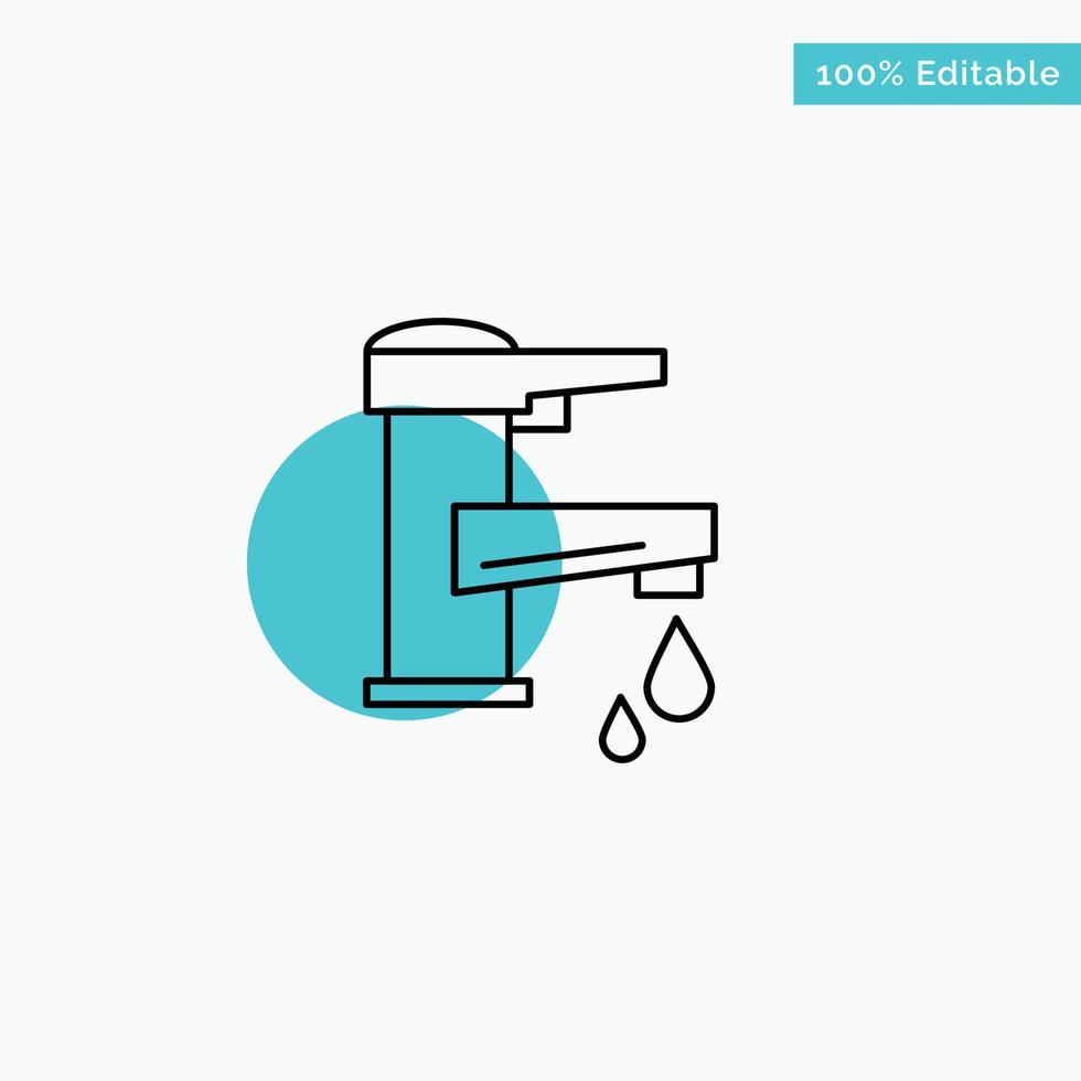 grifo agua mano grifo agua grifo gota turquesa resaltar círculo punto vector icono