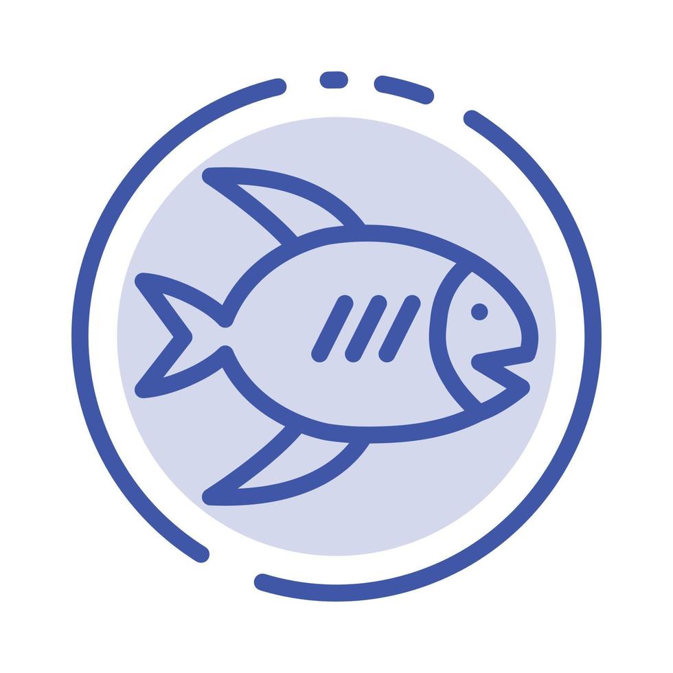 Beach Coast Fish Sea Blue Dotted Line Line Icon vector