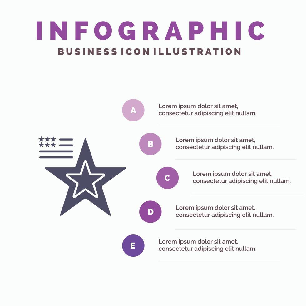 Star American Flag Usa Solid Icon Infographics 5 Steps Presentation Background vector