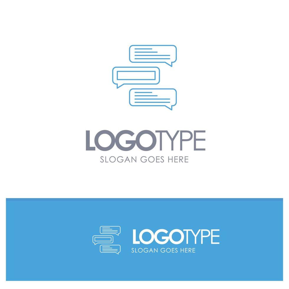 Chat Bubbles Comments Conversations Talks Blue outLine Logo with place for tagline vector