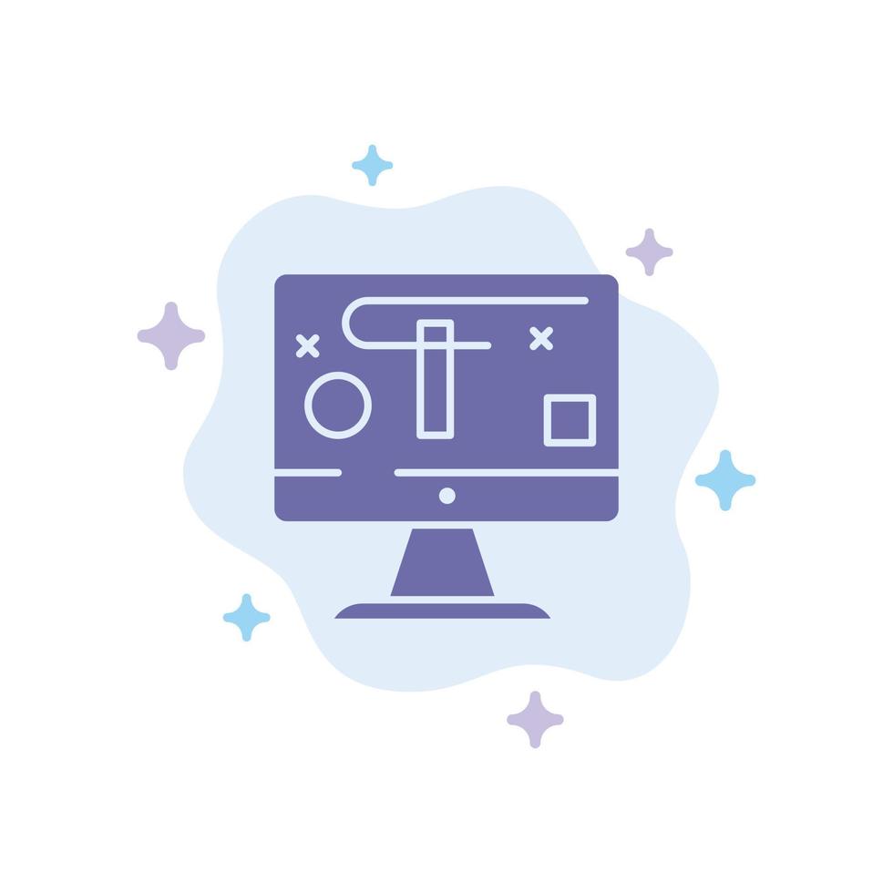 Computer Design Display Graphics Blue Icon on Abstract Cloud Background vector
