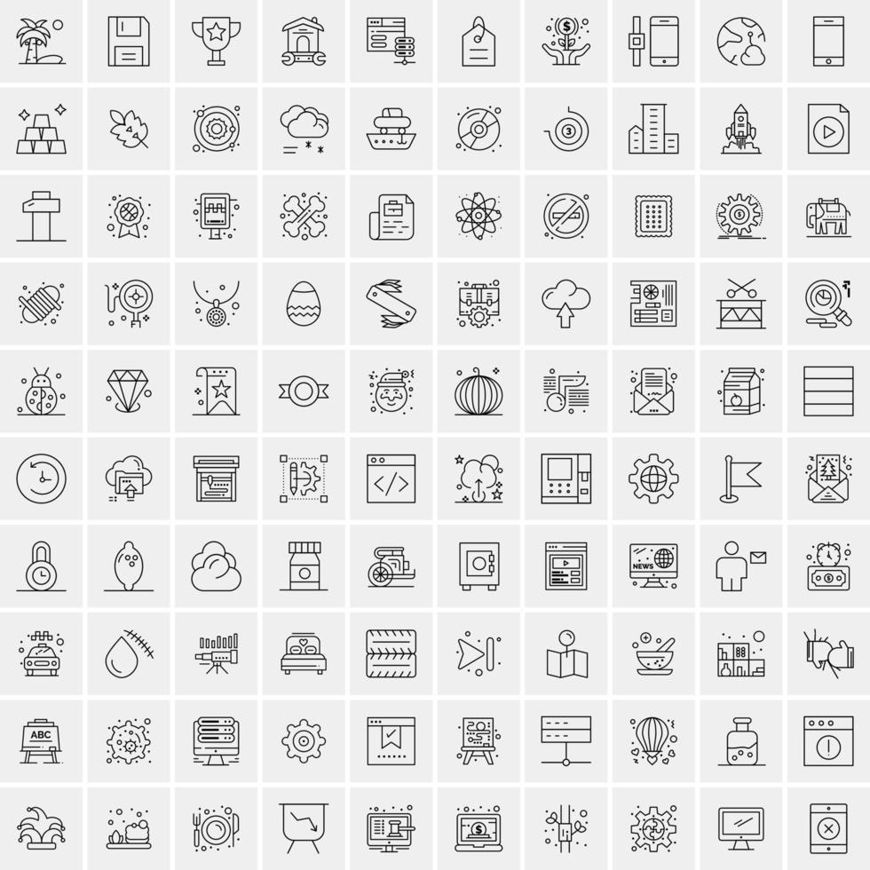 conjunto de 100 iconos de línea de negocios creativos vector