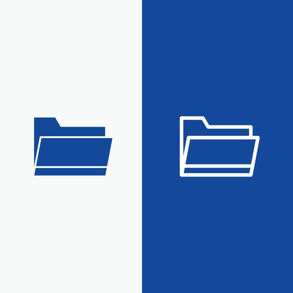 Folder Open Data Storage Line and Glyph Solid icon Blue banner Line and Glyph Solid icon Blue banner vector