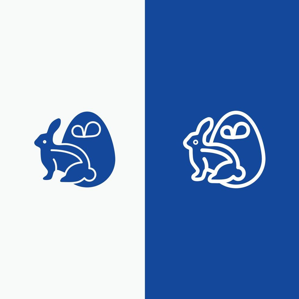 conejito de huevo conejo de pascua línea y glifo icono sólido bandera azul línea y glifo icono sólido bandera azul vector