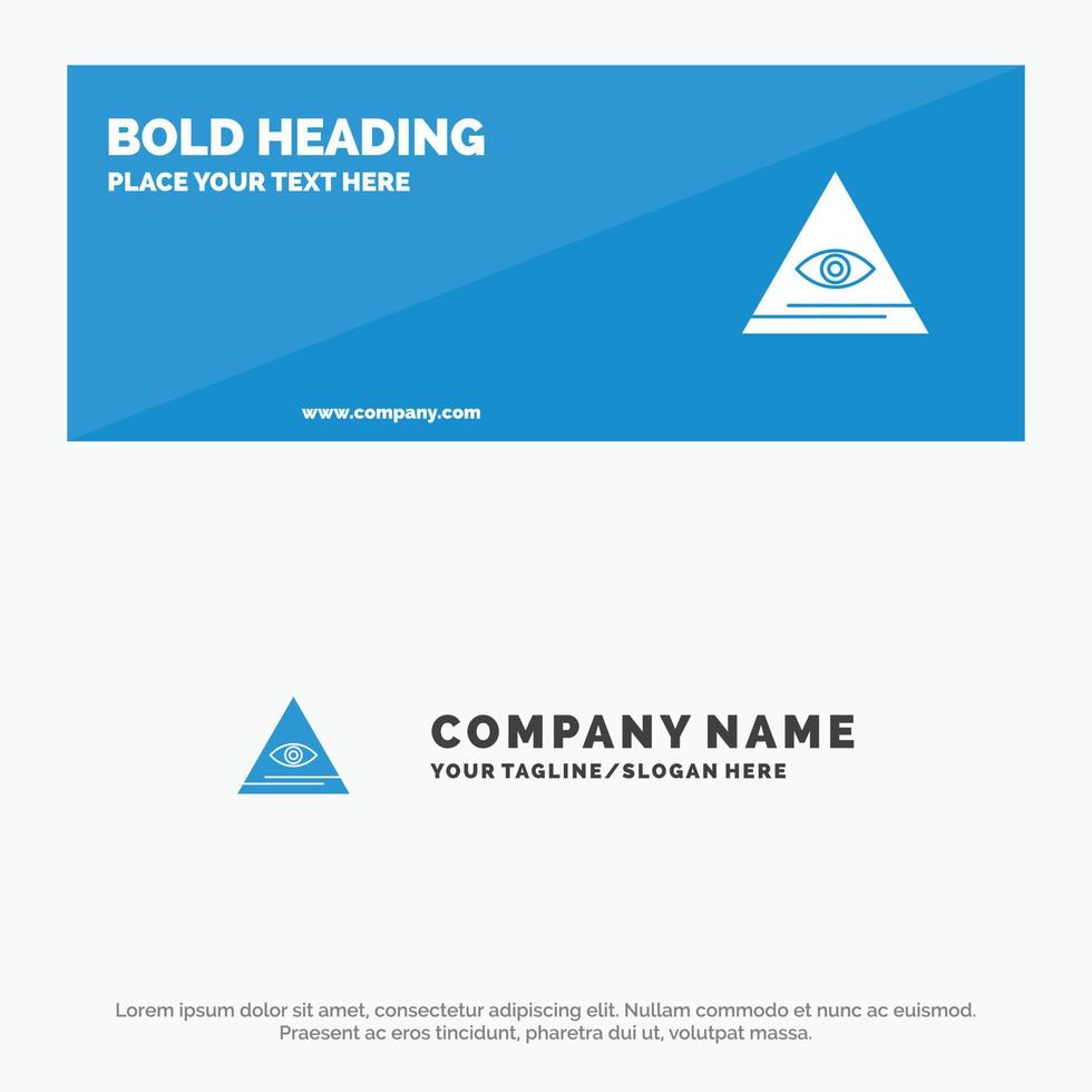 Eye Illuminati Pyramid Triangle SOlid Icon Website Banner and Business Logo Template vector