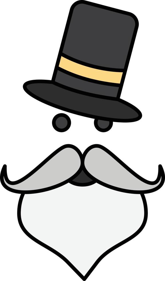 moustache Hipster movember Santa Clause Hat Flat Color Icon Vector