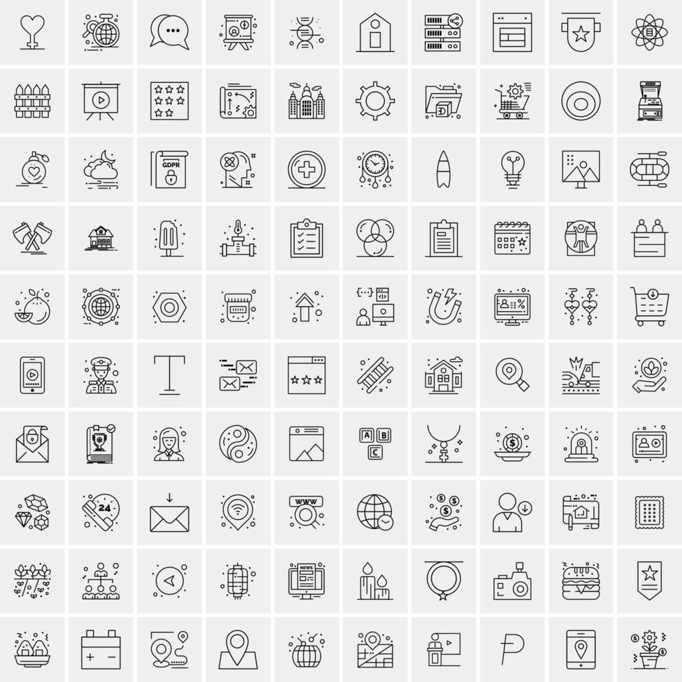 Set of 100 Creative Business Line Icons vector