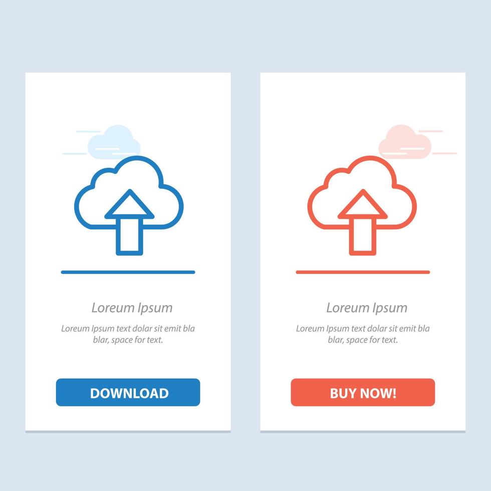 Arrow Upload Up Cloud  Blue and Red Download and Buy Now web Widget Card Template vector