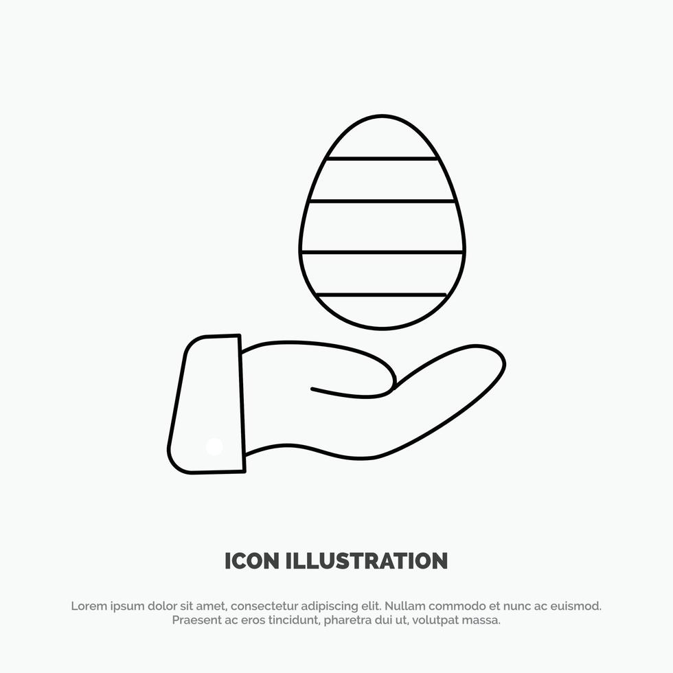 Hand Egg Easter Nature Line Icon Vector