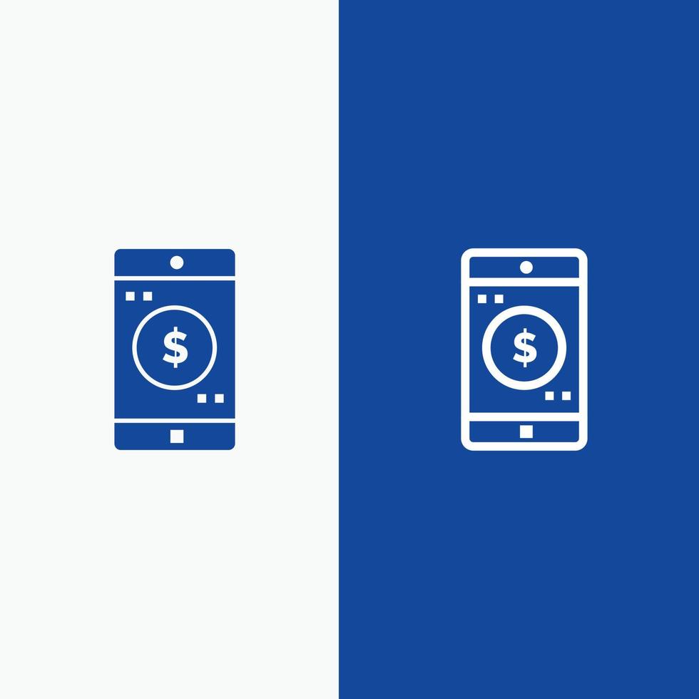 Application Mobile Mobile Application Dollar Line and Glyph Solid icon Blue banner Line and Glyph So vector