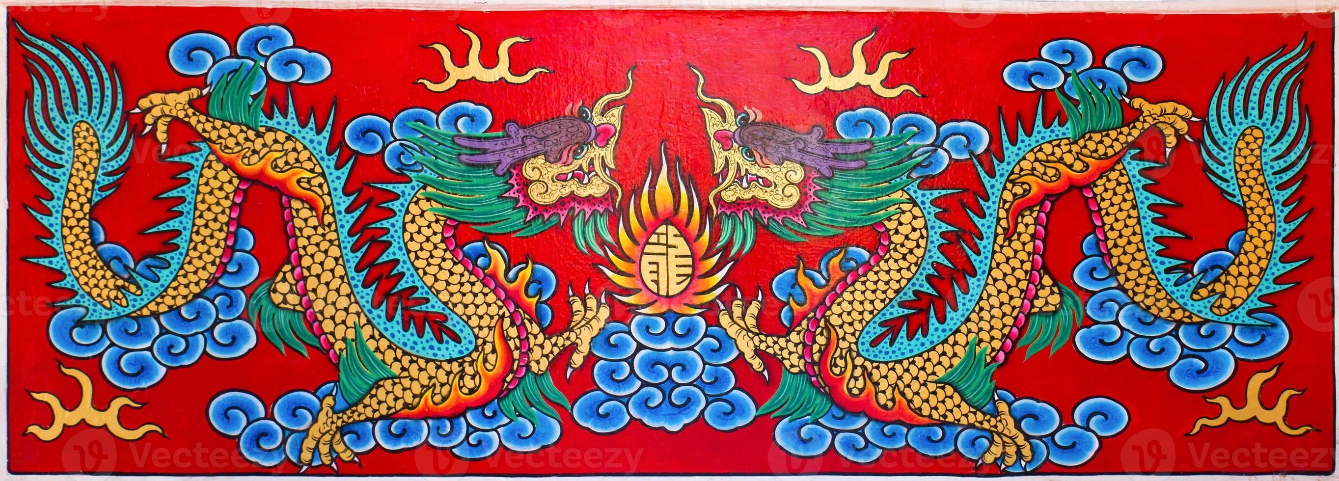 Art Chinese style painting two dragon photo