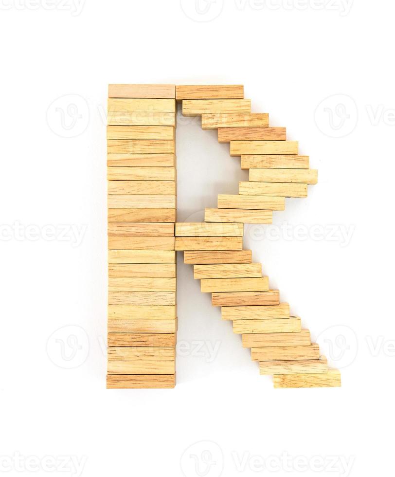 Wooden domino alphabet,R photo