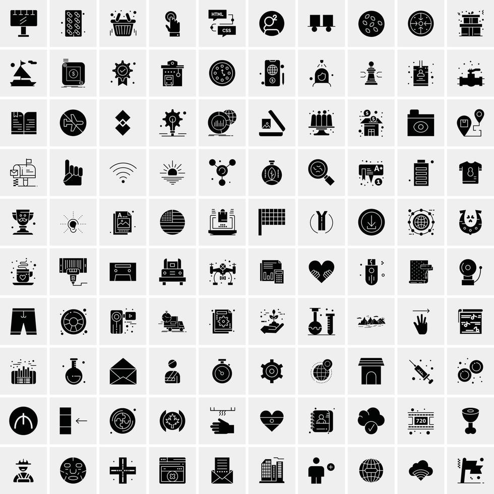 Set of 100 Universal Solid Icons 13144740 Vector Art at Vecteezy