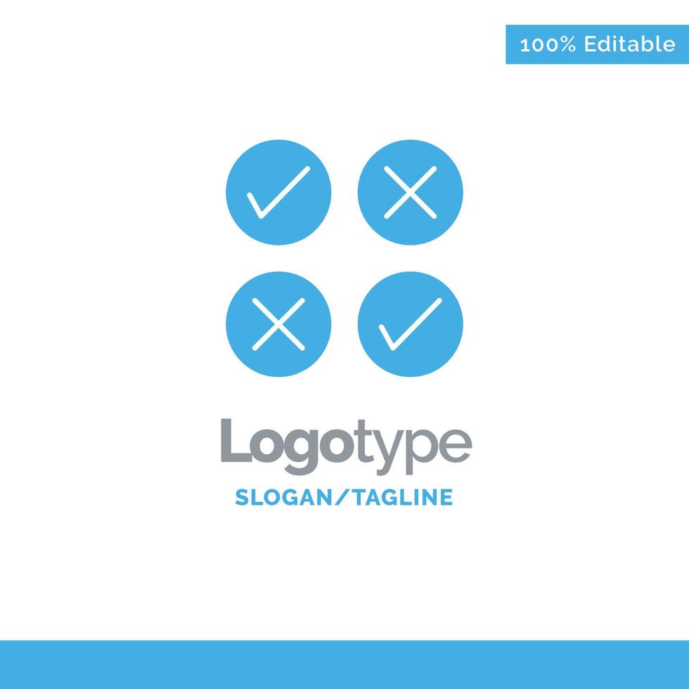 Creative Cross Design Tick Blue Solid Logo Template Place for Tagline vector