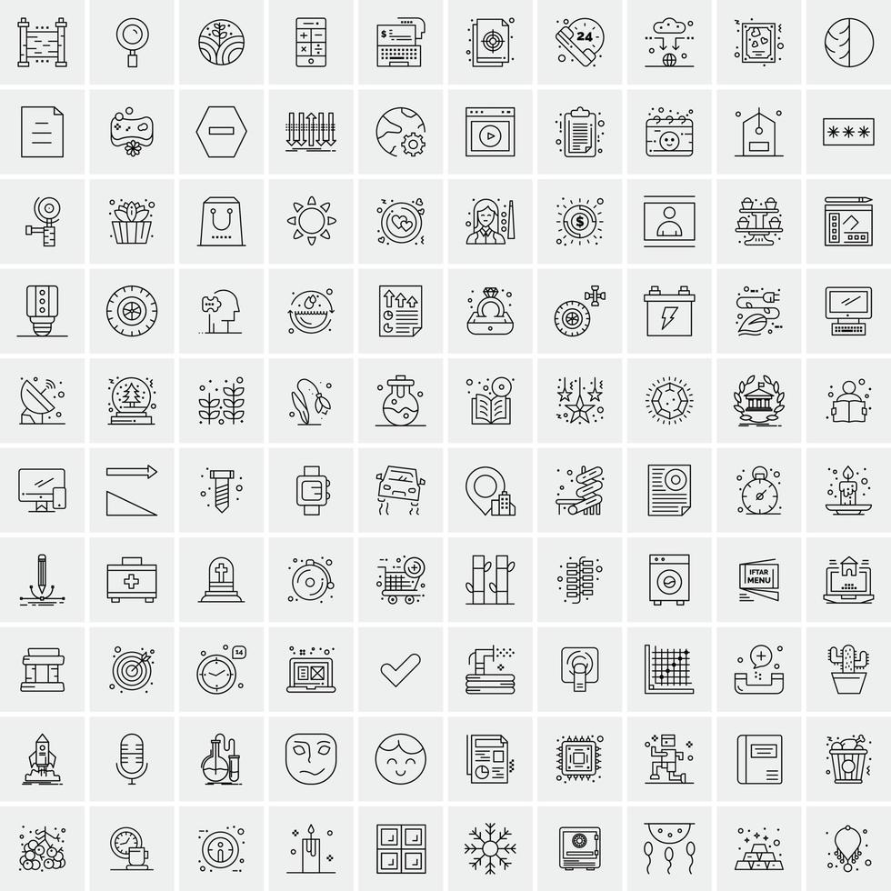 conjunto de 100 iconos de línea de negocios creativos vector