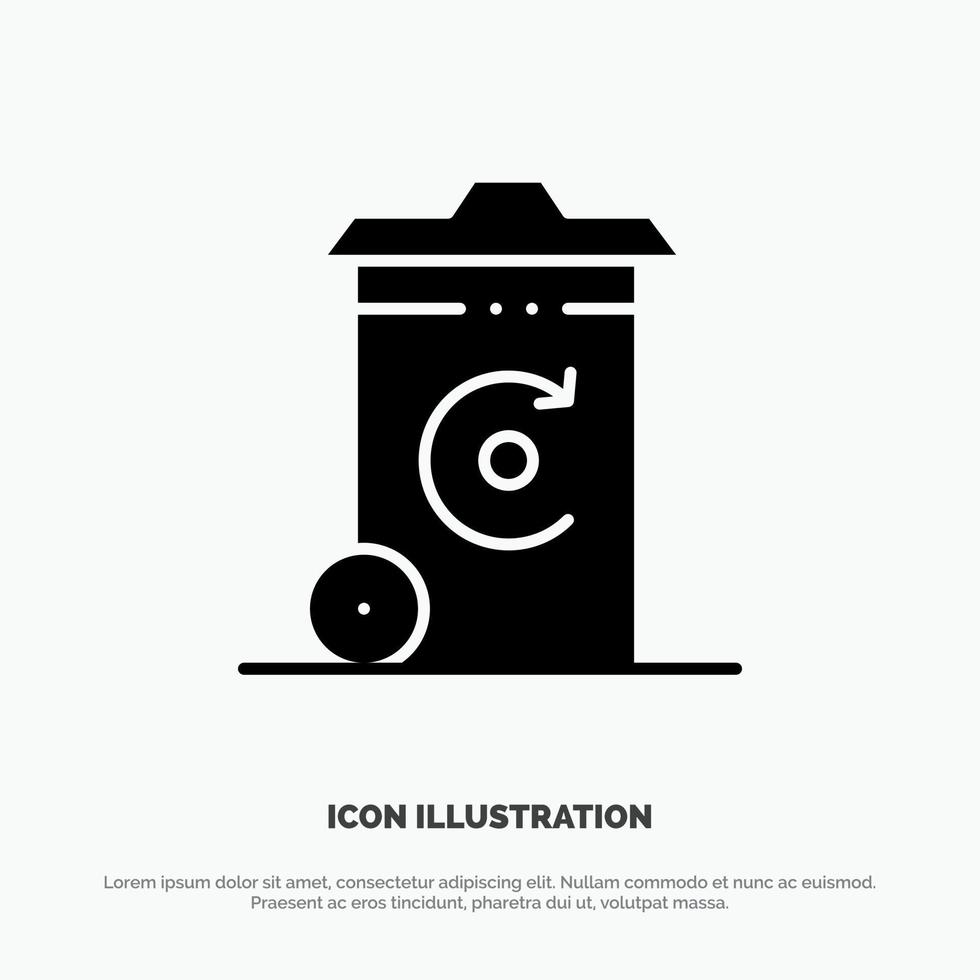 Bin Recycling Energy Recycil bin solid Glyph Icon vector