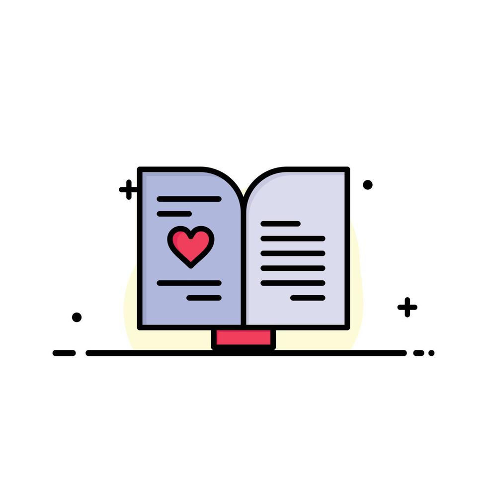 libro amor corazón boda empresa logotipo plantilla color plano vector