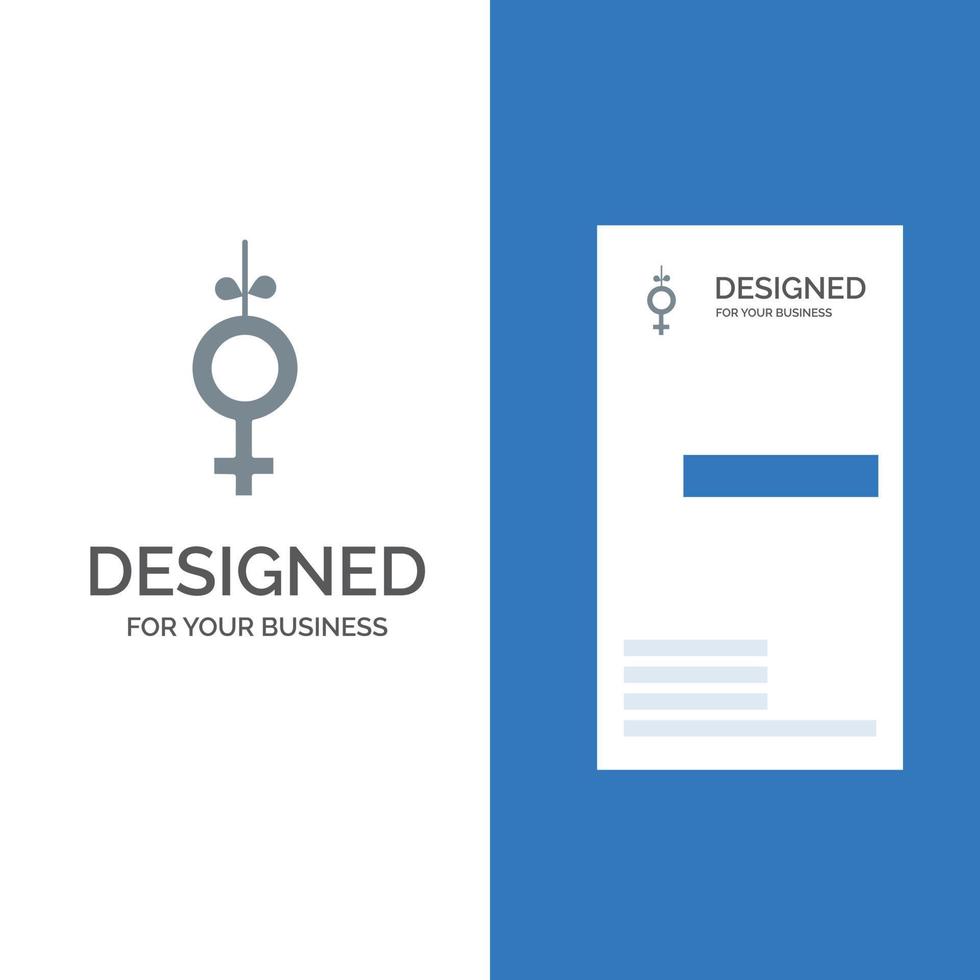 Gender Symbol Ribbon Grey Logo Design and Business Card Template vector
