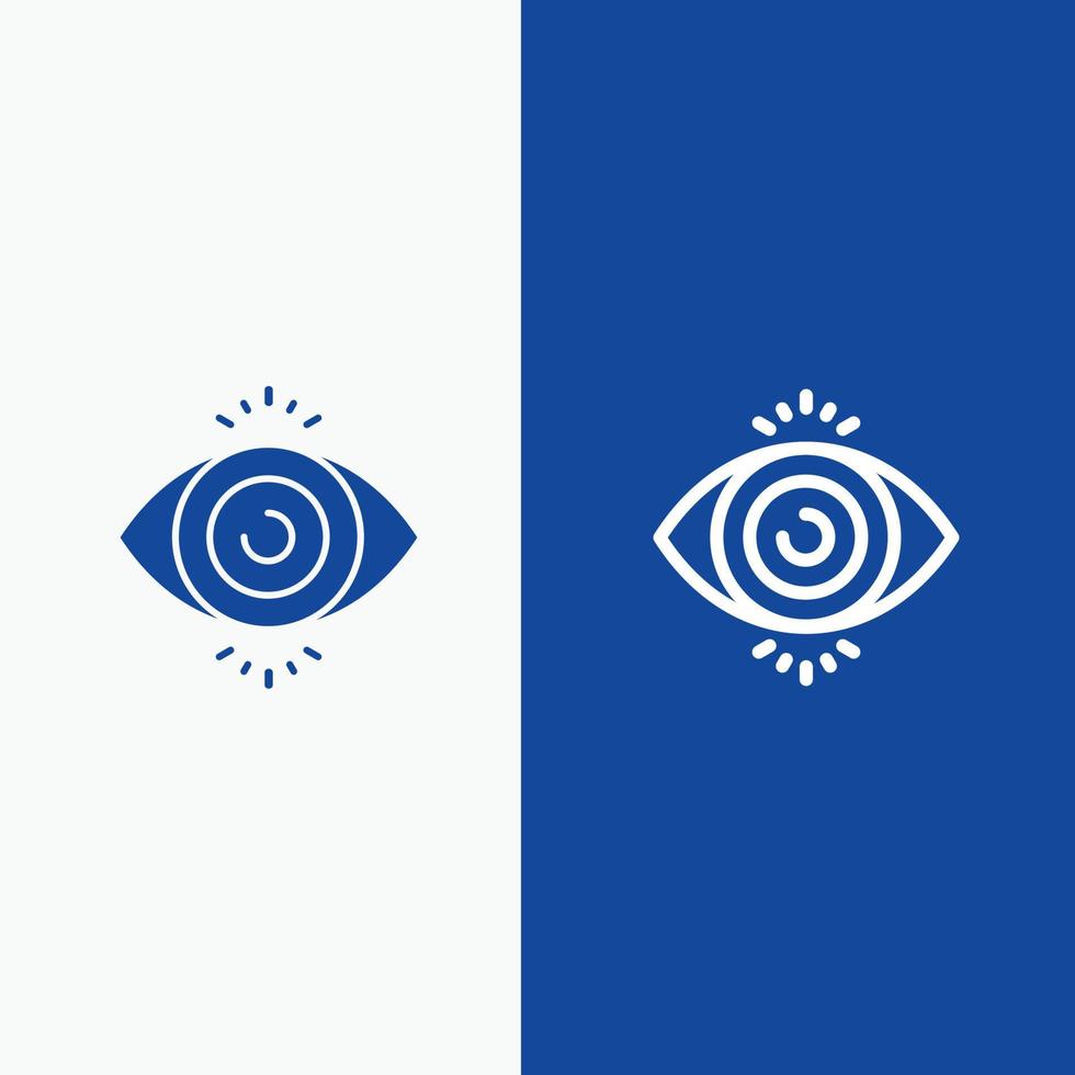 Eye Test Search Science Line and Glyph Solid icon Blue banner Line and Glyph Solid icon Blue banner vector