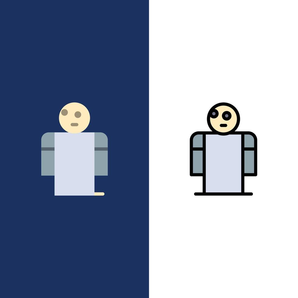 Arms Hands Open Person  Icons Flat and Line Filled Icon Set Vector Blue Background