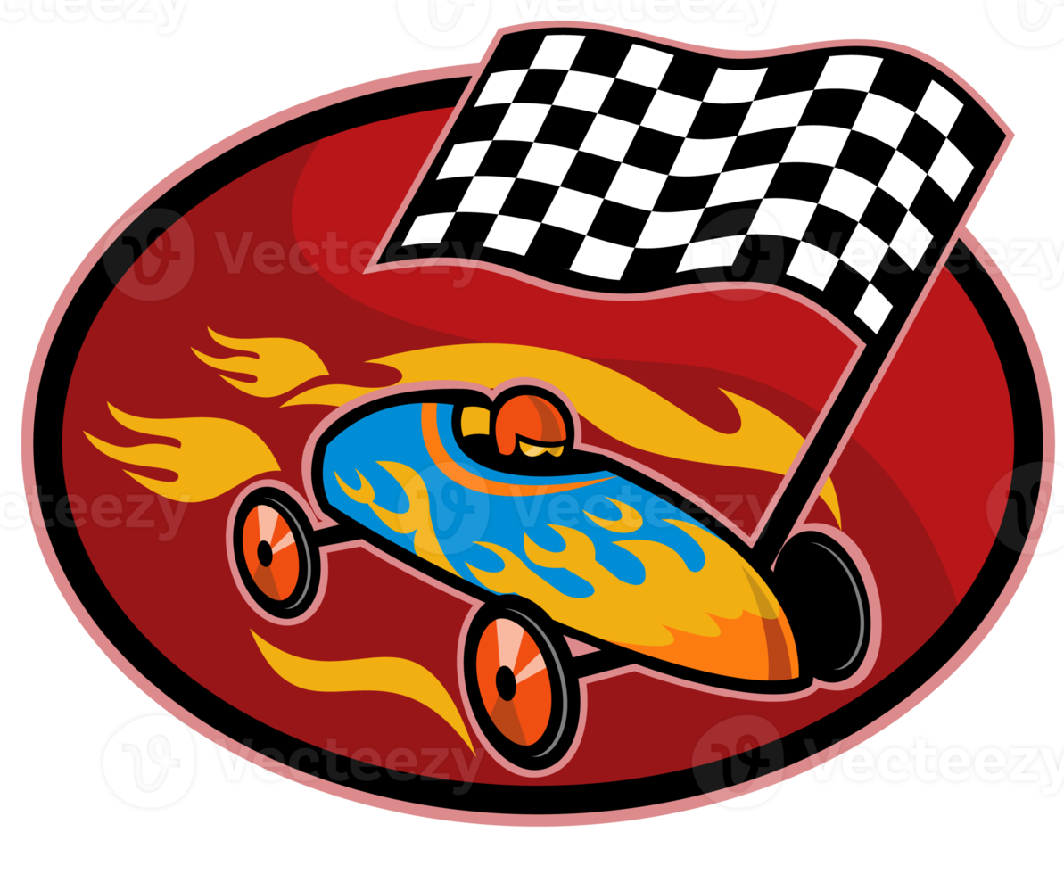 Soap box derby racing with race flag png