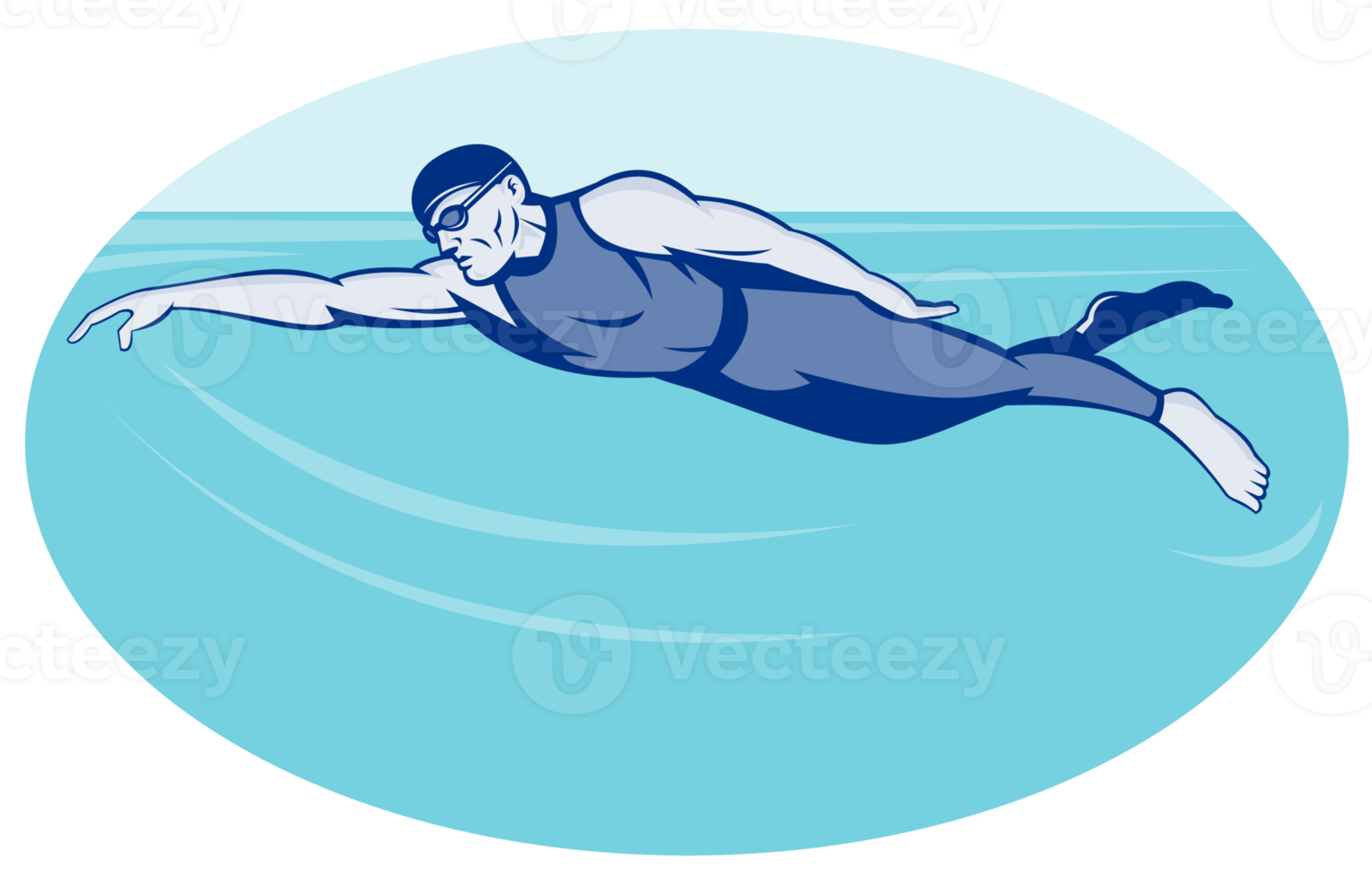 Triathlon athlete swimming freestyle side png