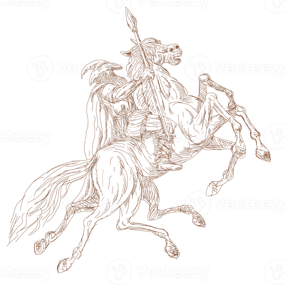 dieu nordique odin chevauchant un cheval à huit pattes png