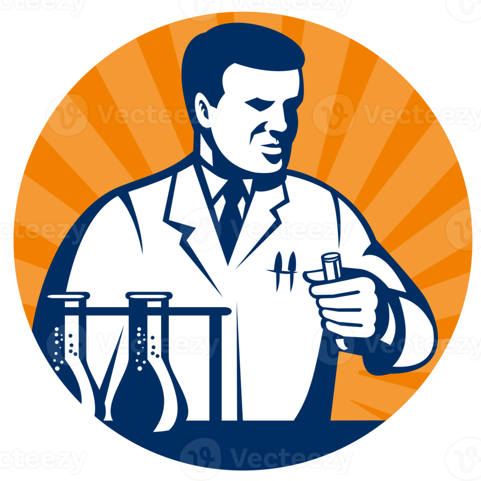 Scientist with laboratory apparatus test tube png