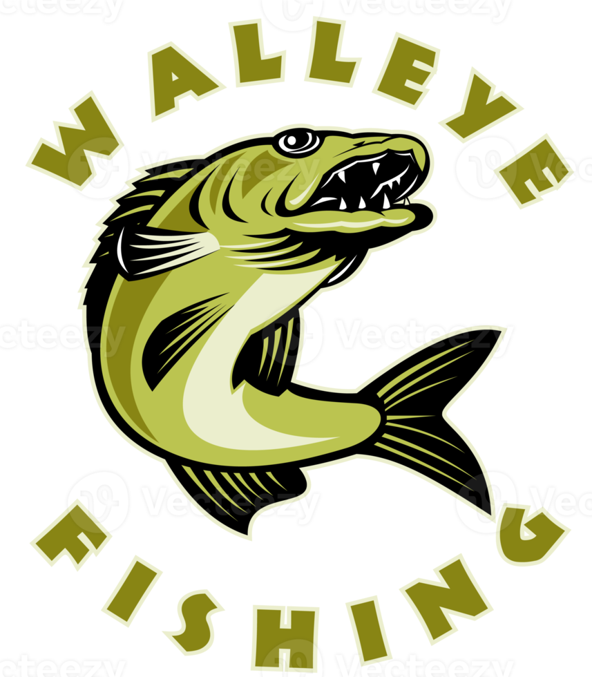 Walleye fish jumping Sander vitreus png