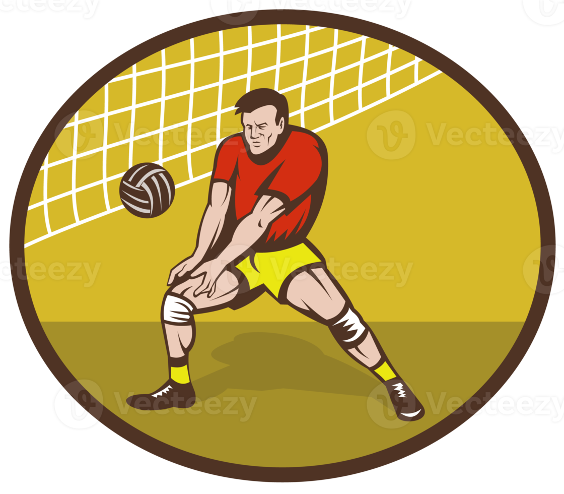 Volleyball player about to strike ball png