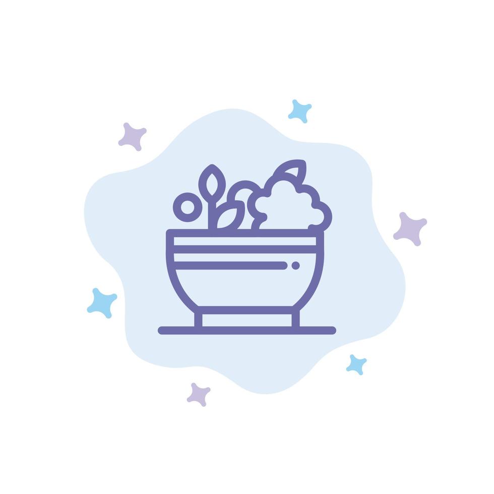 Herbal Medicine Natural Bowl Blue Icon on Abstract Cloud Background vector