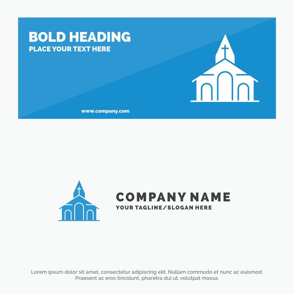 Building Christmas Church Spring SOlid Icon Website Banner and Business Logo Template vector