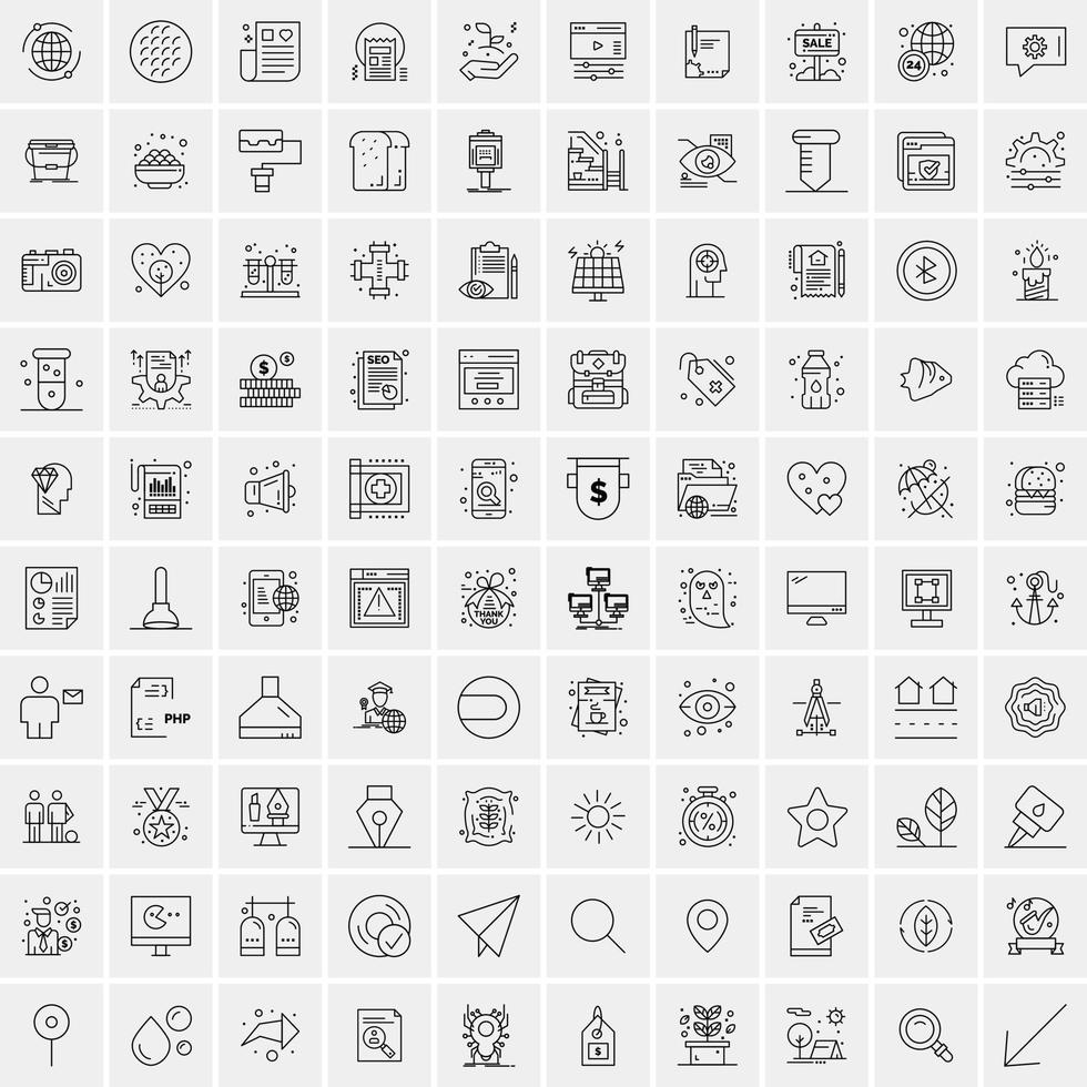 Pack of 100 Universal Line Icons for Mobile and Web vector