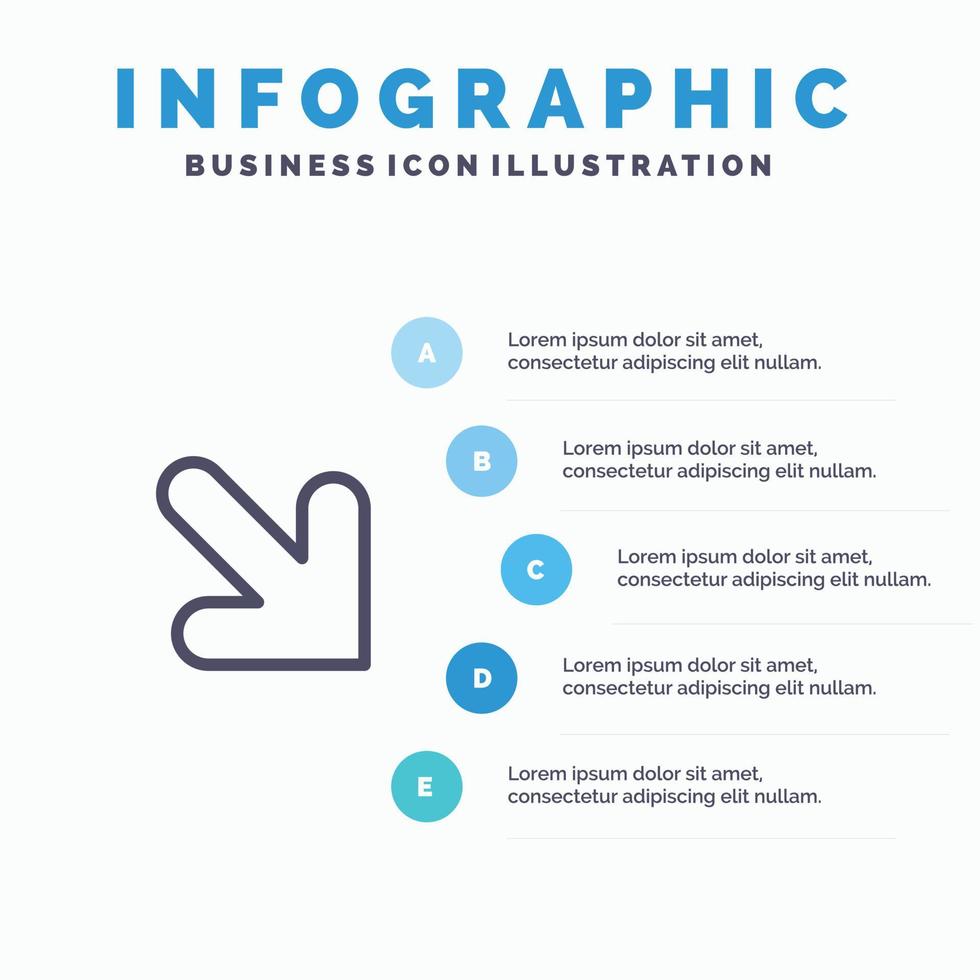 flecha abajo icono de línea derecha con 5 pasos presentación infografía fondo vector