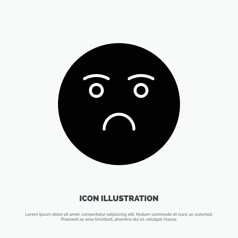 emojis emoción sentirse triste vector de icono de glifo sólido