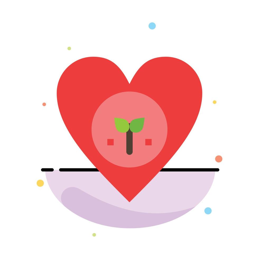 Ecology Environment Favorite Heart Like Abstract Flat Color Icon Template vector