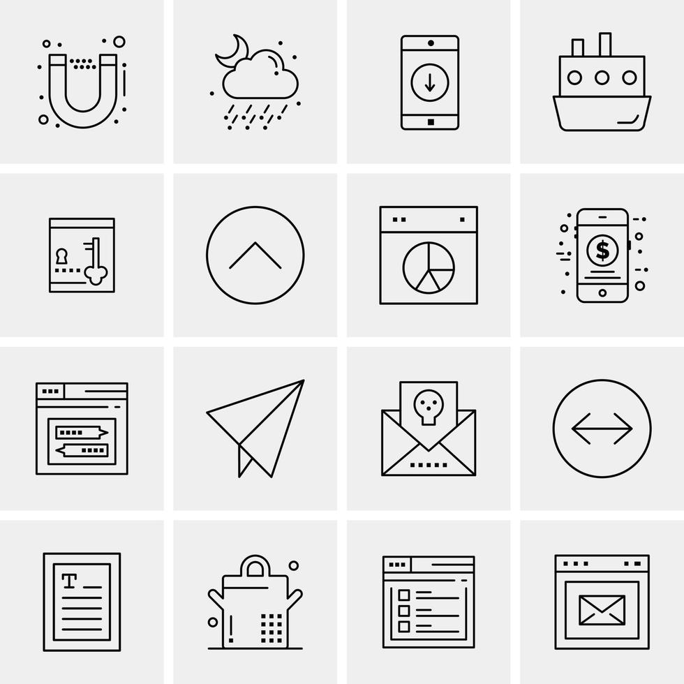 16 iconos universales de negocios vector ilustración de icono creativo para usar en proyectos relacionados con la web y dispositivos móviles